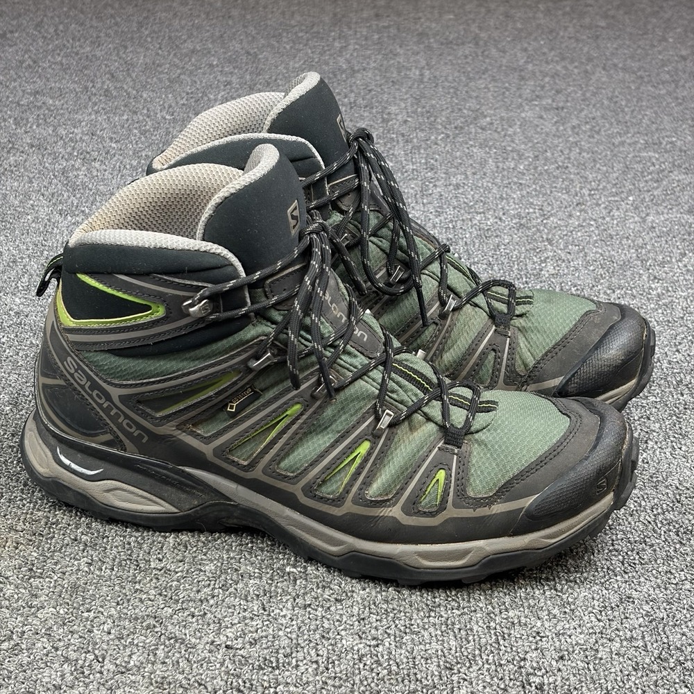 Salomon Mens X Ultra 3 Mid GTX Hiking Boots Green Waterproof Gore-Tex Size 10.5